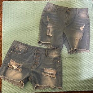 Distressed Denim Shorts